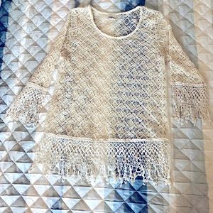 DayTrip Off-White Sheer Lace Top